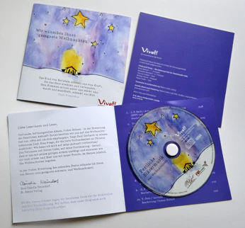 christmas greeting card with CD which cd on eva foam hub on 350g art paper cardboard with bopp bag packaging