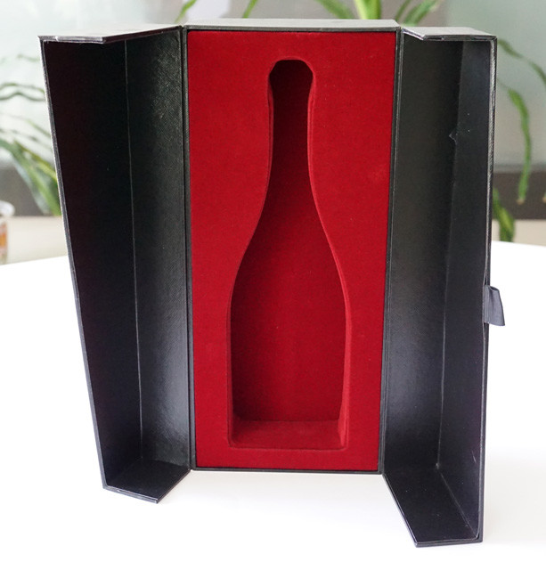 Rigid Cardboard One Pack Red EVA Foam Wine Box Packaging