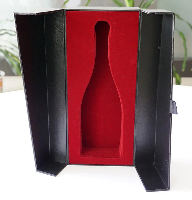 Rigid Cardboard One Pack Red EVA Foam Wine Box Packaging