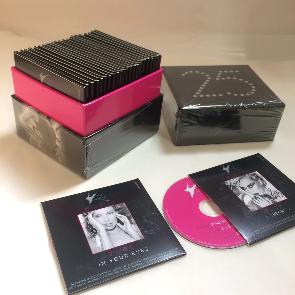 Custom  top lid Open Hard rigid cd gift box set packaging