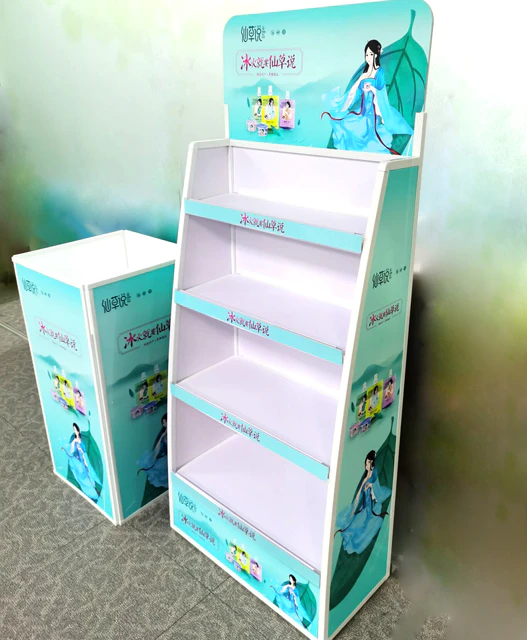 printed plastic Floor Display stand with container design