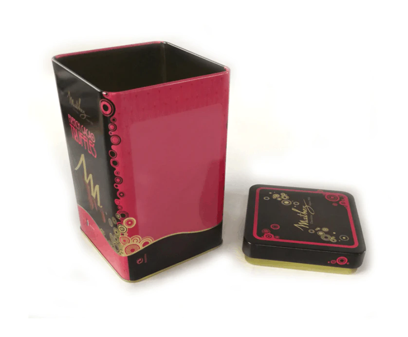 high-size color printing square with top embedded iron lid box