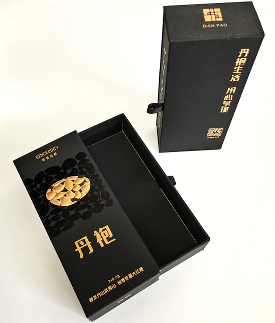 Custom OEM Customized Embossing Gold Foil Logo Matte soft touch Black Printing push-pull type storage Boxes Factory From China