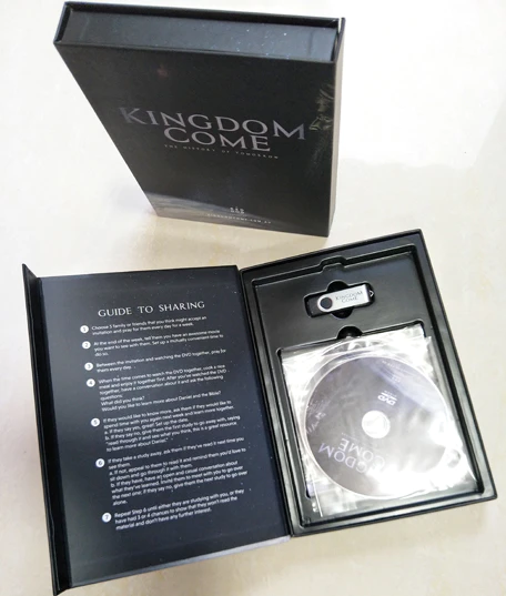 Customized USB  DVD Disc booklets and magnet closure rigid box with PVC insert as gift packaging box set From China
