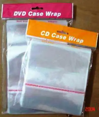 BOPP 3C/4C CD and DVD plastic sleeve with adhesive tape